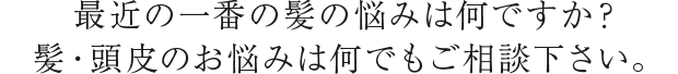 最近の一番の髪の悩みは何ですか？髪・頭皮のお悩みは何でもご相談下さい。